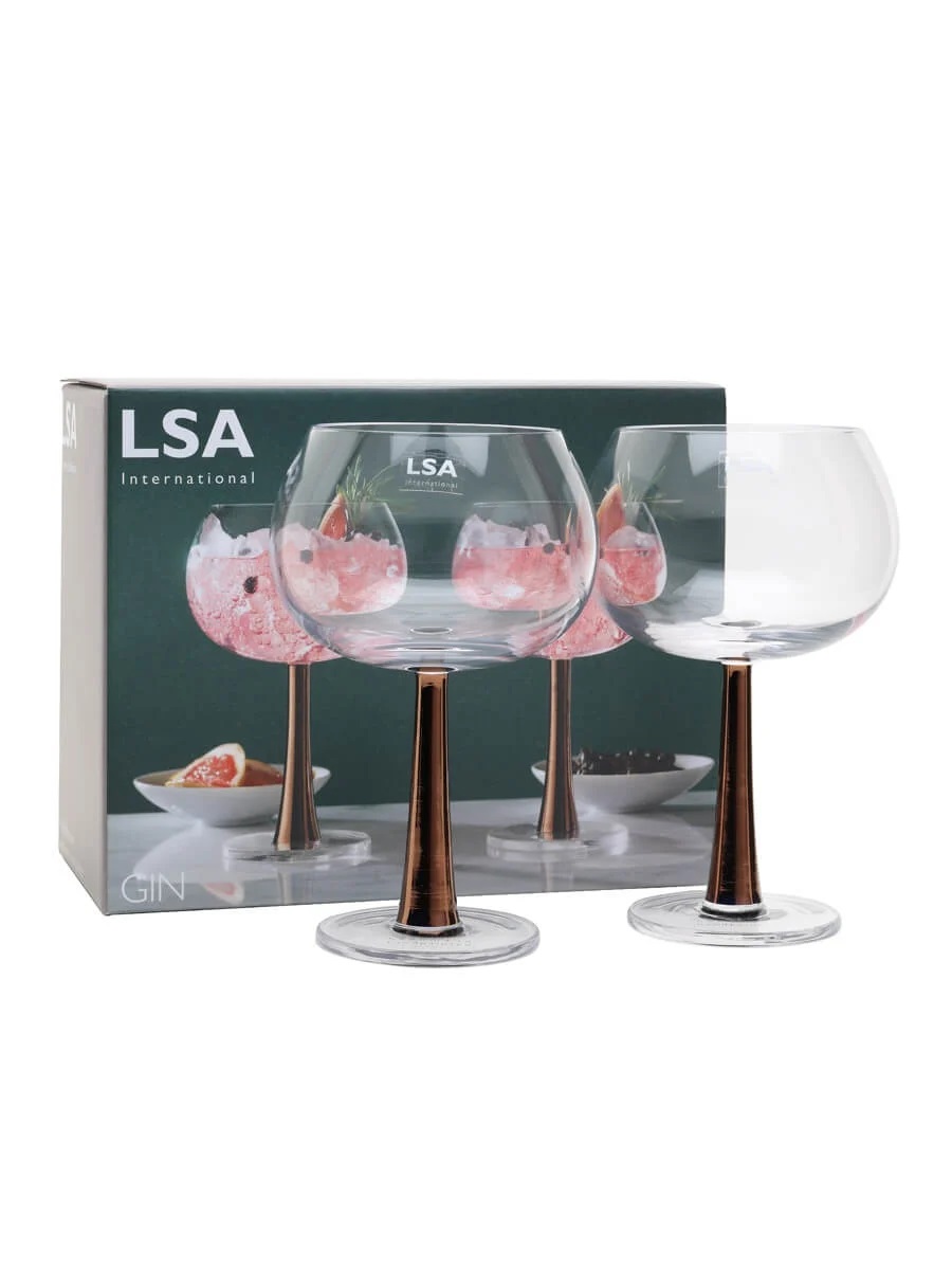 Two Copper Gin Balloon Glasses
